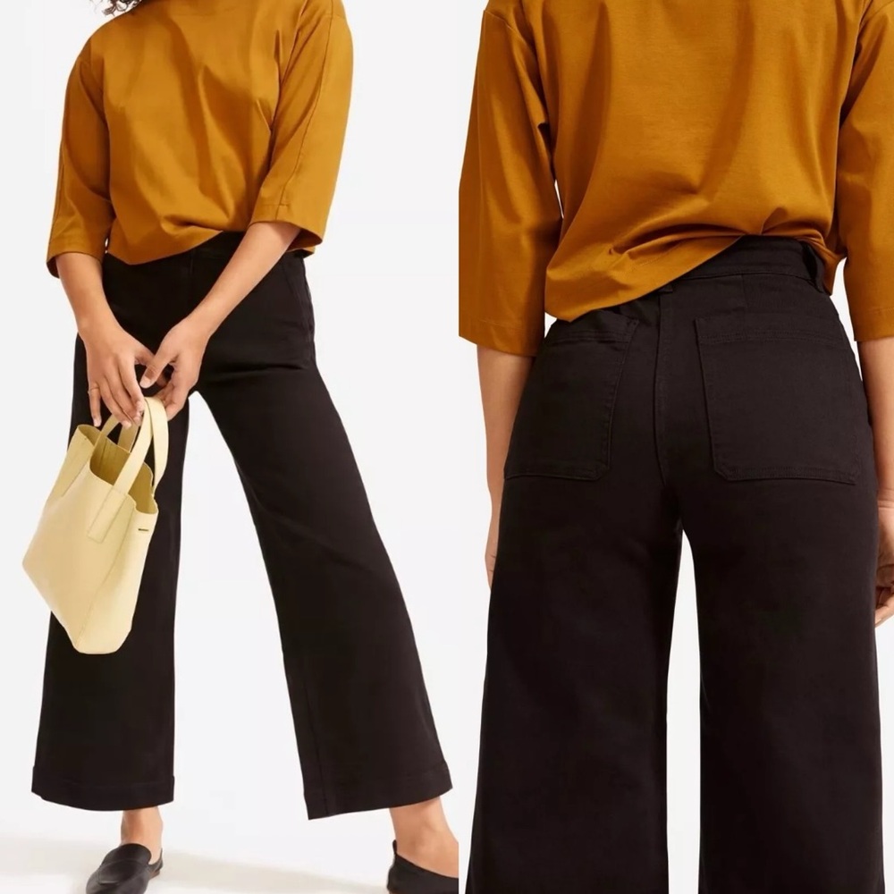 Everlane Black Straight Leg Crop Jeans Womens Size 4 Stretch Denim Zipper Fly